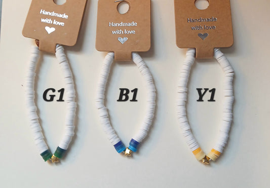 White and color clay bead bracelet